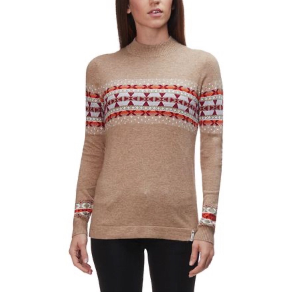 Woolrich wildview crew fair isle sweater wool alpaca brown‎ size medium